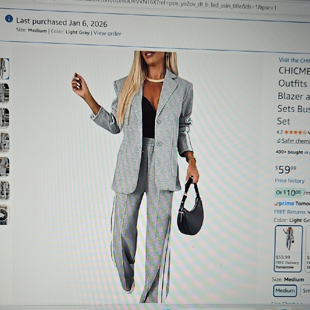 Chicme Women's Gray Pantsuit